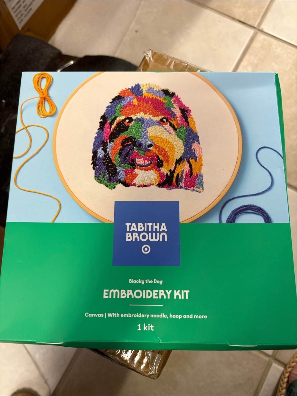 Tabitha Multicolor Dog Embroidery Kit with Bright Thread Palette